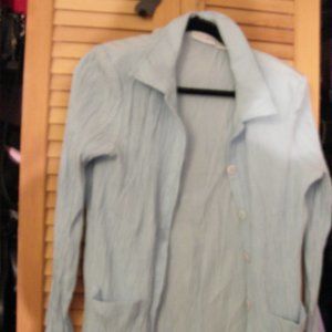 Jaclyn Smith light blue crinkled look jacket blazer Large 14 spring summer vtg?